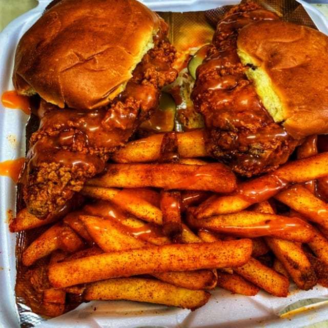 T-Line Hot Chicken Slider Platter.