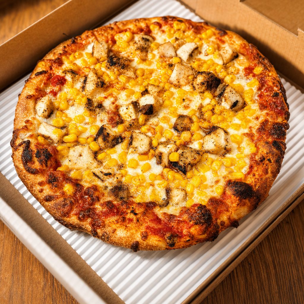 Extra Large Grilled Chicken and Sweet Corn Pizza.